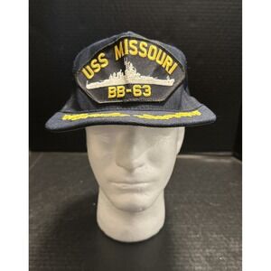 Vintage USS Missouri BB 63 NAVY BATTLE Ship Patch Snapback Hat Made In USA
